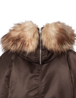 Blouson snorkel N2B marron à capuche, coupe oversize - MARRON