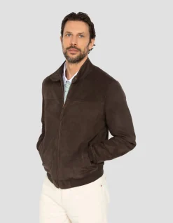 Blouson stardust marron, chèvre velours ultralight - MARRON