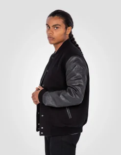 Blouson teddy full black, cuir de vachette - NOIR/NOIR