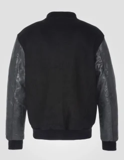 Blouson teddy full black, cuir de vachette - NOIR/NOIR