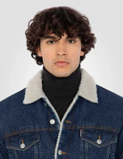 Blouson trucker bleu - BLEU
