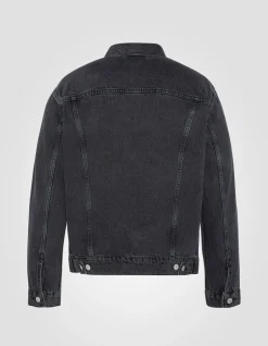 Blouson trucker gris, grande taille - GRIS