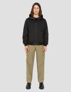 Blouson urban noir à capuche déperlant - NOIR