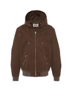 Blouson worker canvas marron à capuche - CAFÉ