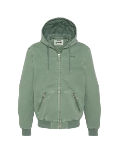 Blouson worker canvas vert à capuche - VERT FUMÉ