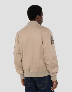 Bomber badgé taupe type MA-1 en coton lavé - TAUPE
