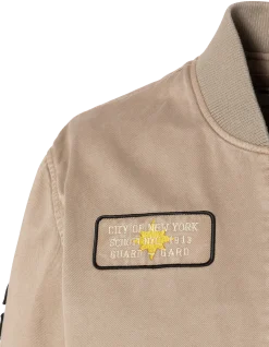 Bomber badgé taupe type MA-1 en coton lavé - TAUPE