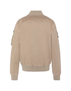 Bomber badgé taupe type MA-1 en coton lavé - TAUPE