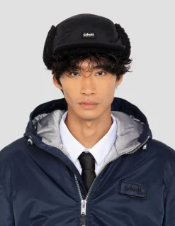 Bomber bleu marine foncé lavé à capuche en nylon recyclé - MARINE FONCÉ