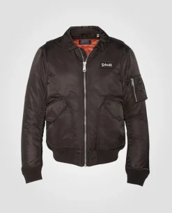 Bomber CWU marron foncé en nylon recyclé, coupe ajustée, grande taille - MARRON FONCÉ