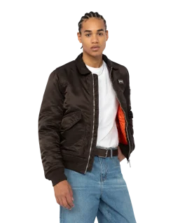 Bomber CWU marron foncé en nylon recyclé, coupe ajustée - MARRON FONCÉ
