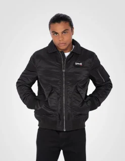 Bomber CWU noir en nylon recyclé, coupe ajustée - NOIR