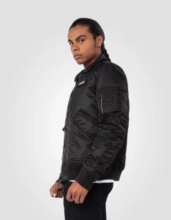 Bomber CWU noir en nylon recyclé, coupe ajustée - NOIR
