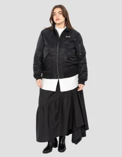 Bomber CWU noir en nylon recyclé, coupe ajustée, grande taille - NOIR