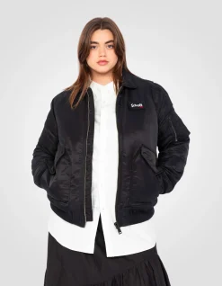 Bomber CWU noir en nylon recyclé, coupe ajustée, grande taille - NOIR