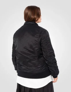 Bomber CWU noir en nylon recyclé, coupe ajustée, grande taille - NOIR