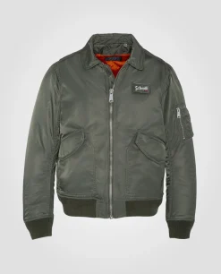 Bomber CWU sage kaki en nylon recyclé, coupe ajustée - SAGE KAKI