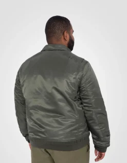 Bomber CWU sage kaki en nylon recyclé, coupe ajustée, grande taille - SAGE KAKI