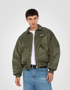 Bomber CWU 90's army kaki en nylon recyclé, coupe oversize - ARMY KAKI