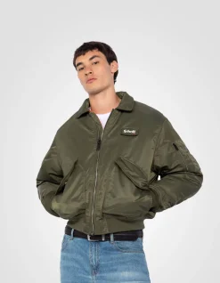 Bomber CWU 90's army kaki en nylon recyclé, coupe oversize - ARMY KAKI