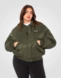 Bomber CWU 90's army kaki en nylon recyclé, coupe oversize, grande taille - ARMY KAKI