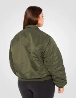 Bomber CWU 90's army kaki en nylon recyclé, coupe oversize, grande taille - ARMY KAKI