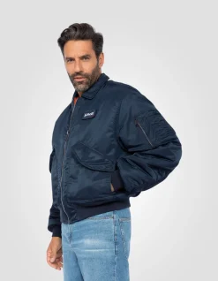 Bomber CWU 90's bleu marine en nylon recyclé, coupe oversize - MARINE