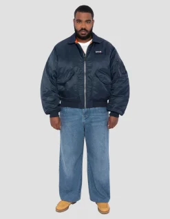 Bomber CWU 90's bleu marine en nylon recyclé, coupe oversize, grande taille - MARINE