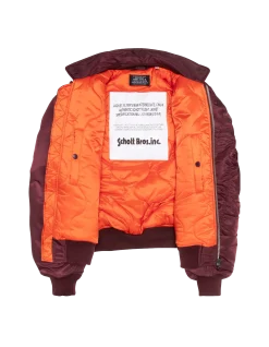 Bomber CWU 90's bordeaux foncé en nylon recyclé, coupe oversize - BORDEAUX FONCÉ