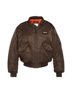 Bomber CWU 90's marron foncé en nylon recyclé, coupe oversize, grande taille - MARRON FONCÉ