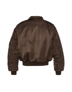 Bomber CWU 90's marron foncé en nylon recyclé, coupe oversize - MARRON FONCÉ