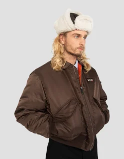 Bomber CWU 90's marron foncé en nylon recyclé, coupe oversize - MARRON FONCÉ