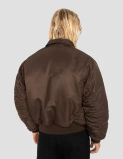 Bomber CWU 90's marron foncé en nylon recyclé, coupe oversize - MARRON FONCÉ