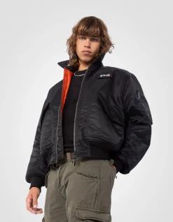 Bomber CWU 90's noir en nylon recyclé, coupe oversize - NOIR