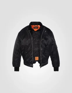 Bomber flyer 90's noir, veste amovible, en nylon recyclé - NOIR