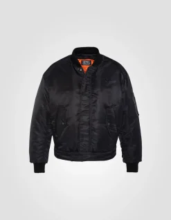Bomber flyer 90's noir, veste amovible, en nylon recyclé - NOIR