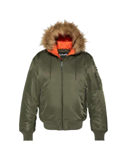 Bomber kaki avec capuche en fausse fourrure - KAKI