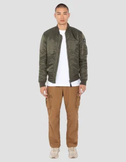 Bomber MA-1 army kaki en nylon recyclé, coupe ajustée - ARMY KAKI