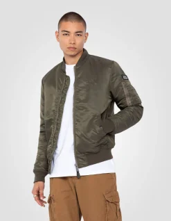 Bomber MA-1 army kaki en nylon recyclé, coupe ajustée - ARMY KAKI