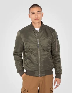 Bomber MA-1 army kaki en nylon recyclé, coupe ajustée - ARMY KAKI