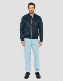 Bomber MA-1 bleu marine en nylon recyclé, coupe ajustée - MARINE