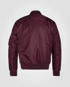Bomber MA-1 bordeaux foncé en nylon recyclé, coupe ajustée - BORDEAUX FONCÉ