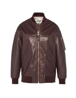 Bomber MA-1 bordeaux long, cuir d'agneau - BORDEAUX