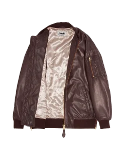 Bomber MA-1 bordeaux long, cuir d'agneau - BORDEAUX
