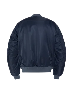 Bomber MA-1 lavé bleu marine foncé en nylon recyclé, coupe confort, grande taille - MARINE FONCÉ