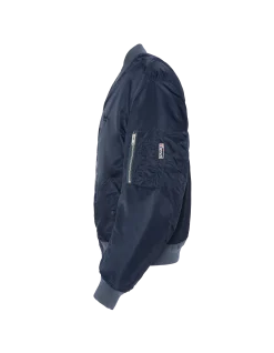 Bomber MA-1 lavé bleu marine foncé en nylon recyclé, coupe confort, grande taille - MARINE FONCÉ