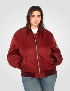 Bomber MA-1 lavé cordovan en nylon recyclé, coupe confort, grande taille - CORDOVAN
