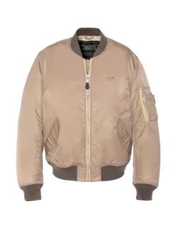 Bomber MA-1 lavé désert en nylon recyclé, coupe confort, grande taille - DÉSERT