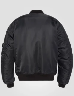 Bomber MA-1 lavé noir en nylon recyclé, coupe confort, grande taille - NOIR