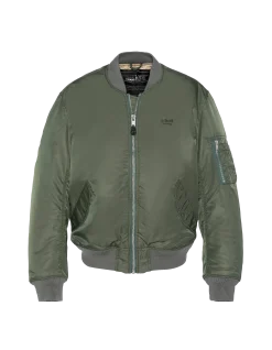 Bomber MA-1 lavé vert en nylon recyclé, coupe confort, grande taille - VERT US